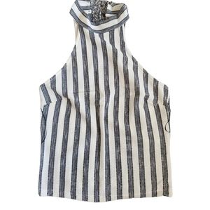 Black and white stripes backless halter top